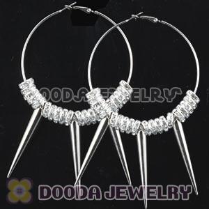 70mm Silver Basketball Wives Spike Hoop Earrings Wholesale