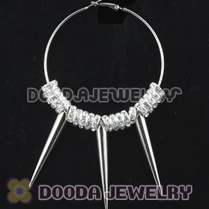 70mm Silver Basketball Wives Spike Hoop Earrings Wholesale