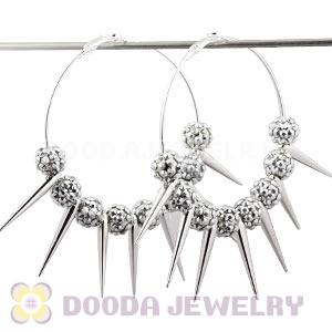 70mm Silver Basketball Wives Spike Hoop Earrings Wholesale