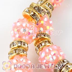 70mm Basketball Wives Pink Rhinestone Crystal Ball Hoop Earrings Wholesale