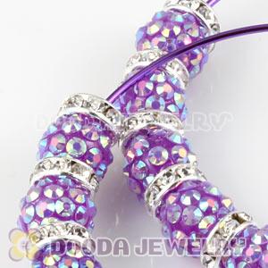 70mm Basketball Wives Purple Rhinestone Crystal Ball Hoop Earrings Wholesale