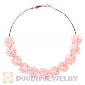 70mm Basketball Wives Pink Rhinestone Crystal Ball Hoop Earrings Wholesale