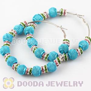 70mm Blue Basketball Wives Mesh Ball Hoop Earrings Wholesale
