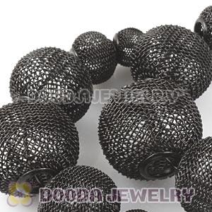 70mm Black Basketball Wives Mesh Ball Hoop Earrings Wholesale