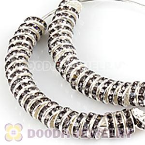 70mm Basketball Wives Black Crystal Spacer Hoop Earrings Wholesale 