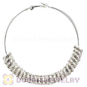 70mm Basketball Wives White Crystal Spacer Hoop Earrings Wholesale 