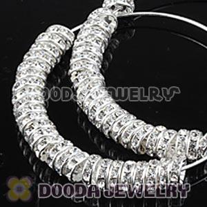 70mm Basketball Wives White Crystal Spacer Hoop Earrings Wholesale 