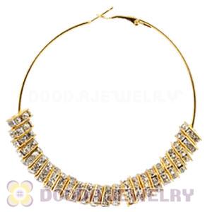70mm Gold Basketball Wives Crystal Spacer Hoop Earrings Wholesale 