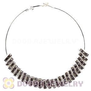 70mm Black Basketball Wives Crystal Spacer Hoop Earrings Wholesale 