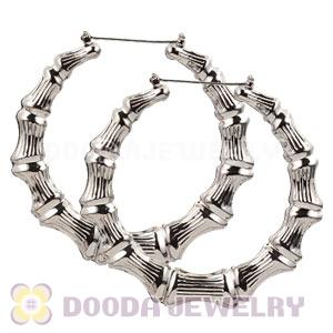 60mm Black Basketball Wives Bamboo Hoop Earrings Wholesale 