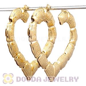 65×70mm Basketball Wives Gold Heart Bamboo Hoop Earrings Wholesale 