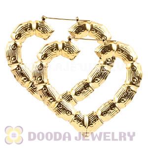 65×70mm Basketball Wives Gold Heart Bamboo Hoop Earrings Wholesale 