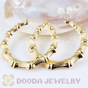 80mm Gold Basketball Wives Bamboo Hoop Earrings Wholesale 