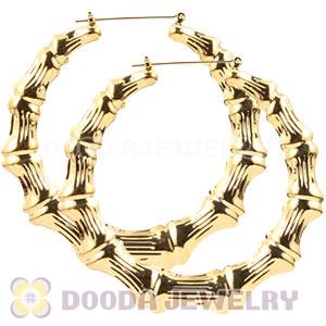 80mm Gold Basketball Wives Bamboo Hoop Earrings Wholesale 