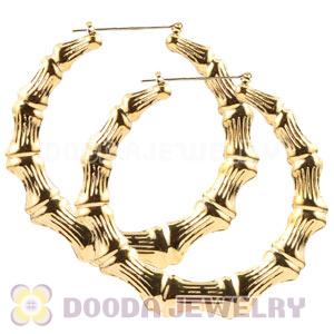 70mm Gold Basketball Wives Bamboo Hoop Earrings Wholesale 