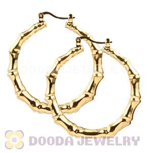50mm Gold Basketball Wives Bamboo Hoop Earrings Wholesale 