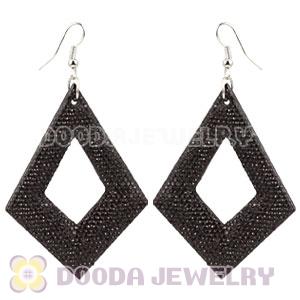 Basketball Wives Diamond Bamboo Black Crystal Hoop Earrings Wholesale 