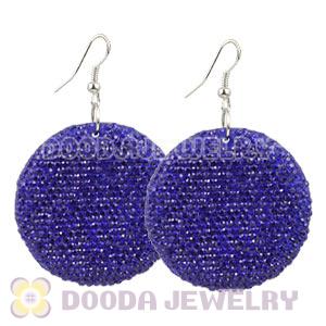 Basketball Wives Round Bamboo Blue Crystal Hoop Earrings Cheap