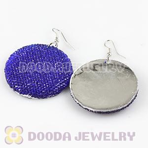 Basketball Wives Round Bamboo Blue Crystal Hoop Earrings Cheap