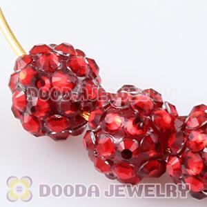 10mm Red Rhinestone Basketball Wives Resin Pave Beads Wholesale 