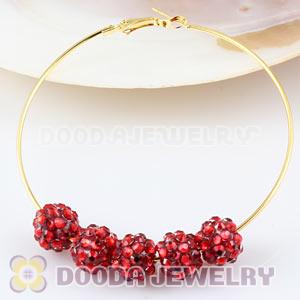 10mm Red Rhinestone Basketball Wives Resin Pave Beads Wholesale 
