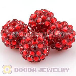 12mm Red Rhinestone Basketball Wives Resin Pave Beads Wholesale 