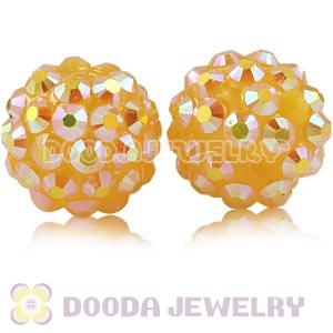 12mm Rhinestone Basketball Wives Yellow Resin Pave Beads Wholesale 