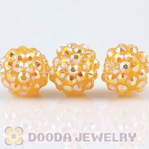 12mm Rhinestone Basketball Wives Yellow Resin Pave Beads Wholesale 