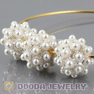 16mm Alloy Basketball Wives Beads With White ABS Pearl Wholesale 