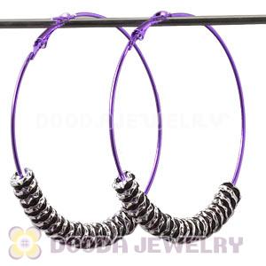 70mm Basketball Wives Purple Crystal Spacer Hoop Earrings Wholesale 