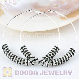 70mm Basketball Wives Crystal Spacer Hoop Earrings Wholesale 