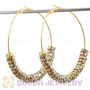 70mm Gold Basketball Wives Crystal Spacer Hoop Earrings Wholesale 