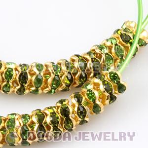70mm Basketball Wives Green Crystal Spacer Hoop Earrings Wholesale 