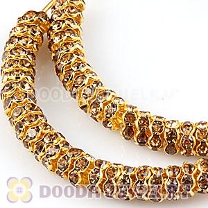 70mm Gold Basketball Wives Crystal Spacer Hoop Earrings Wholesale 