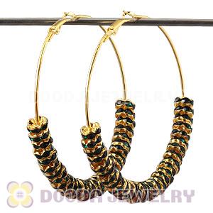 70mm Gold Basketball Wives Crystal Spacer Hoop Earrings Wholesale 