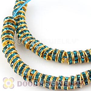 70mm Blue Basketball Wives Crystal Spacer Hoop Earrings Wholesale 