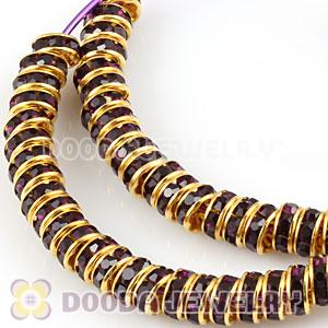 70mm Purple Basketball Wives Crystal Spacer Hoop Earrings Wholesale 