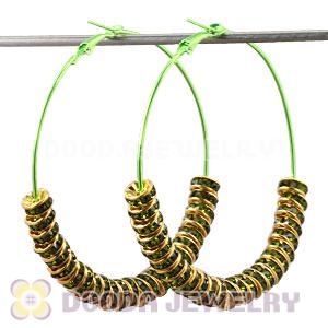 70mm Green Basketball Wives Crystal Spacer Hoop Earrings Wholesale 