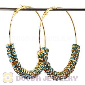 70mm Gold Basketball Wives Crystal Spacer Hoop Earrings Wholesale 