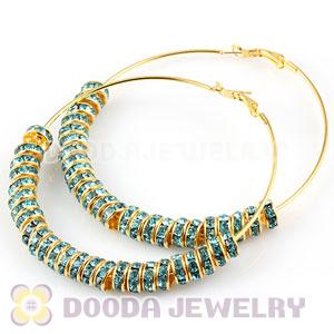 70mm Gold Basketball Wives Crystal Spacer Hoop Earrings Wholesale 