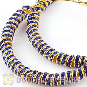 70mm Basketball Wives Crystal Spacer Hoop Earrings Wholesale 