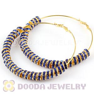 70mm Basketball Wives Crystal Spacer Hoop Earrings Wholesale 