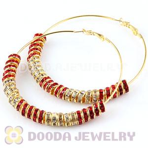 70mm Gold Basketball Wives Crystal Spacer Hoop Earrings Wholesale 