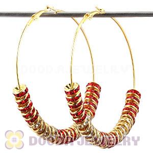 70mm Gold Basketball Wives Crystal Spacer Hoop Earrings Wholesale 