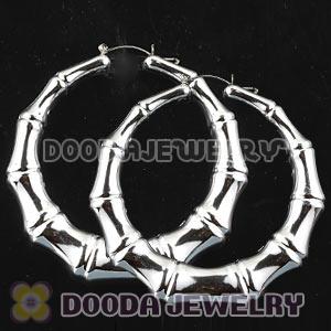 Wholesale 80mm Silver Basketball Wives Bamboo Hoop Earrings 