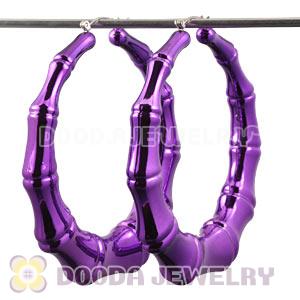 Wholesale 80mm Purple Basketball Wives Bamboo Hoop Earrings 