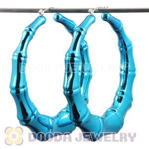 Wholesale Bamboo Earrings 80mm Blue Hoop Earrings