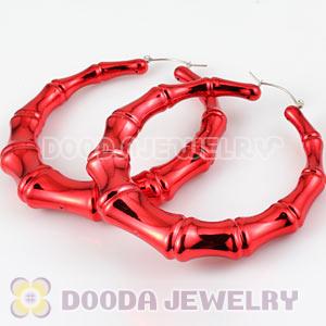 Wholesale 80mm Red Basketball Wives Bamboo Hoop Earrings 