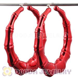 Wholesale 80mm Red Basketball Wives Bamboo Hoop Earrings 