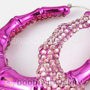 Cheap 80mm Red Basketball Wives Bamboo Crystal Hoop Earrings Wholesale